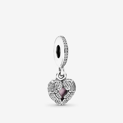 Pandora Angel wings silver dangle with clear cubic zirconia and soft pink enamel #791737CZ