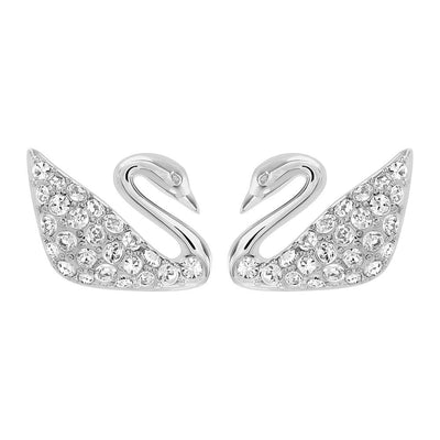 SWAROVSKI Swan Rhodium Plated & Clear Crystal Earrings #1116357