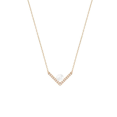 SWAROVSKI Edify Clear Crystal & Pearl Rose Gold Small Necklace #5186847