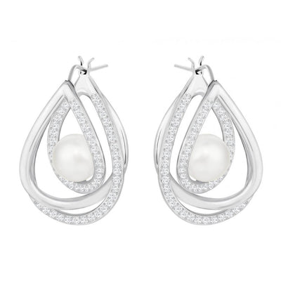 SWAROVSKI Free Pearl Earrings - Rhodium/White #5217718