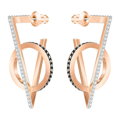 SWAROVSKI Hero Triangle Pierced Earrings - Gray - Rose Gold Plating #5354757