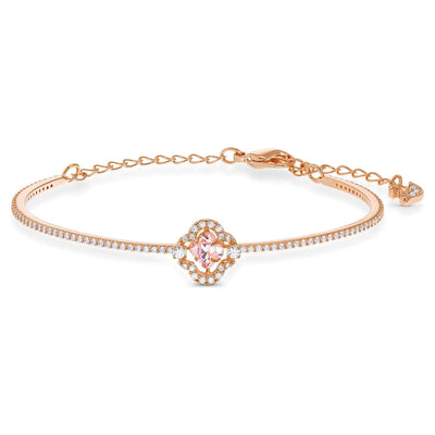 SWAROVSKI Sparkling Dance Clover bangle - Pink & Rose gold-tone plated #5516476